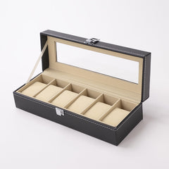 Kuber Industries 6 Slots Watch Organizer|Watch Storage Box For Men & Women|Secure Closer|Wrist Watch Display BoxBlack|