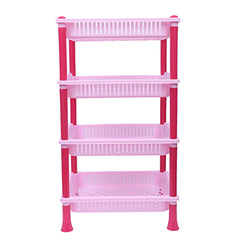 Kuber industries Plastic 2 Pieces 4 Layer Multi-Purpose Kitchen Storage Basket Rack (Pink)-CTKTC13277