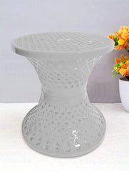 Kuber Industries Mesh Design Both Sided Plastic Sitting Stool, Planter Stand, Sidetable for Living Room, Bed Room, Garden in Damroo Style- Pack of 2 (Brown & White), Standard, HS_38_KUBMART021805