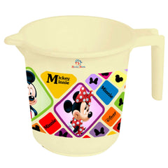 Heart Home Disney Mickey Minnie Print Plastic Bathroom Set of 5 Pieces with Bucket, Tub, Stool, Dustbin & Mug (Cream)-HEARTHS15273 -HS_35_HEARTHS17963