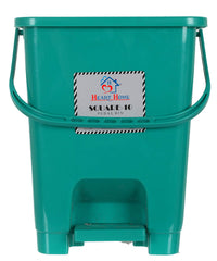 Heart Home Square Premium Plastic Pedal Dustbin with Lid for Home/Kitchen/Office 10 Ltr (Green)-Pack of 3
