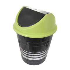Kuber Industries Plastic 2 Pieces Medium Size Swing Dustbin/Swing Garbage Bin/Waste Bin, 10 Liters (Black & Green)-KUBMART10229, Pack of 2