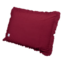 Heart Home Pillow Cover | Cotton Pillow Cover | Pillow Cover For Bedroom | Pleated Frill Border Long Crush Pillow Cover | Set of 6 | 20x30 Inch | Maroon