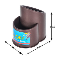 Heart Home Multiuses Plastic Holder/Stand for Kitchen, Bathroom, Office Desk, Living Room Uses with 2 Section (Black)-46HH0412