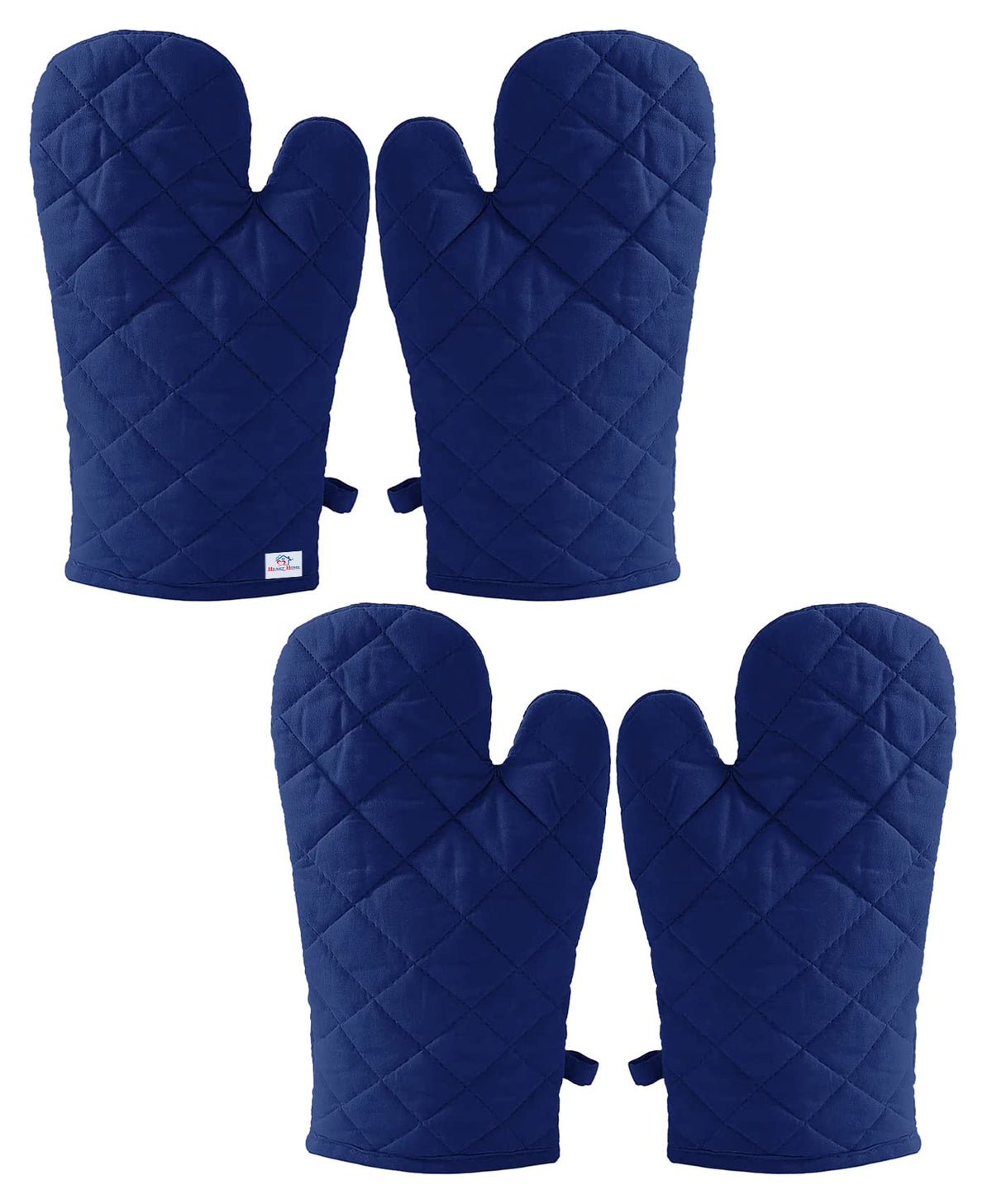 Heart Home Heat Resistant Cotton Kitchen Oven Mitt Microwave Gloves, Set of 4 (Blue)-HS43HEARTH26082