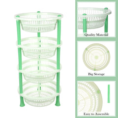 Kuber Industries Storage Basket | Plastic 4 Layer Kitchen Storage Basket | Storage Rack for Kitchen | Multi-Layer Vegetable Rack | Mondeo Floor-Standing Rack | Green