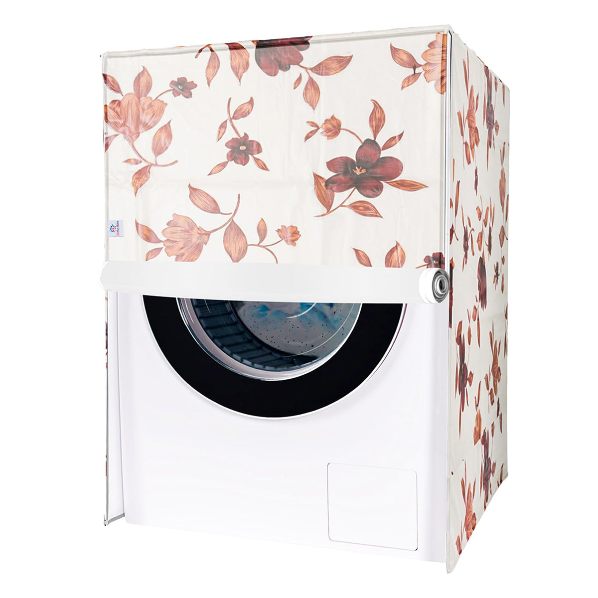 Heart Home Washing Machine Cover | Cream Printed Washing Machine Cover | Soft PVC | Front Load Washing Machine Cover | Cream