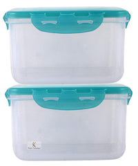 Kuber Industries klick N Seal 302 Airtight Food Storage Container Kitchen Container for Storage Plastic Storage Box for Kitchen Airtight Container Storage Jar (1050ml)-Pack of 2 (Green)-KUBMART15684