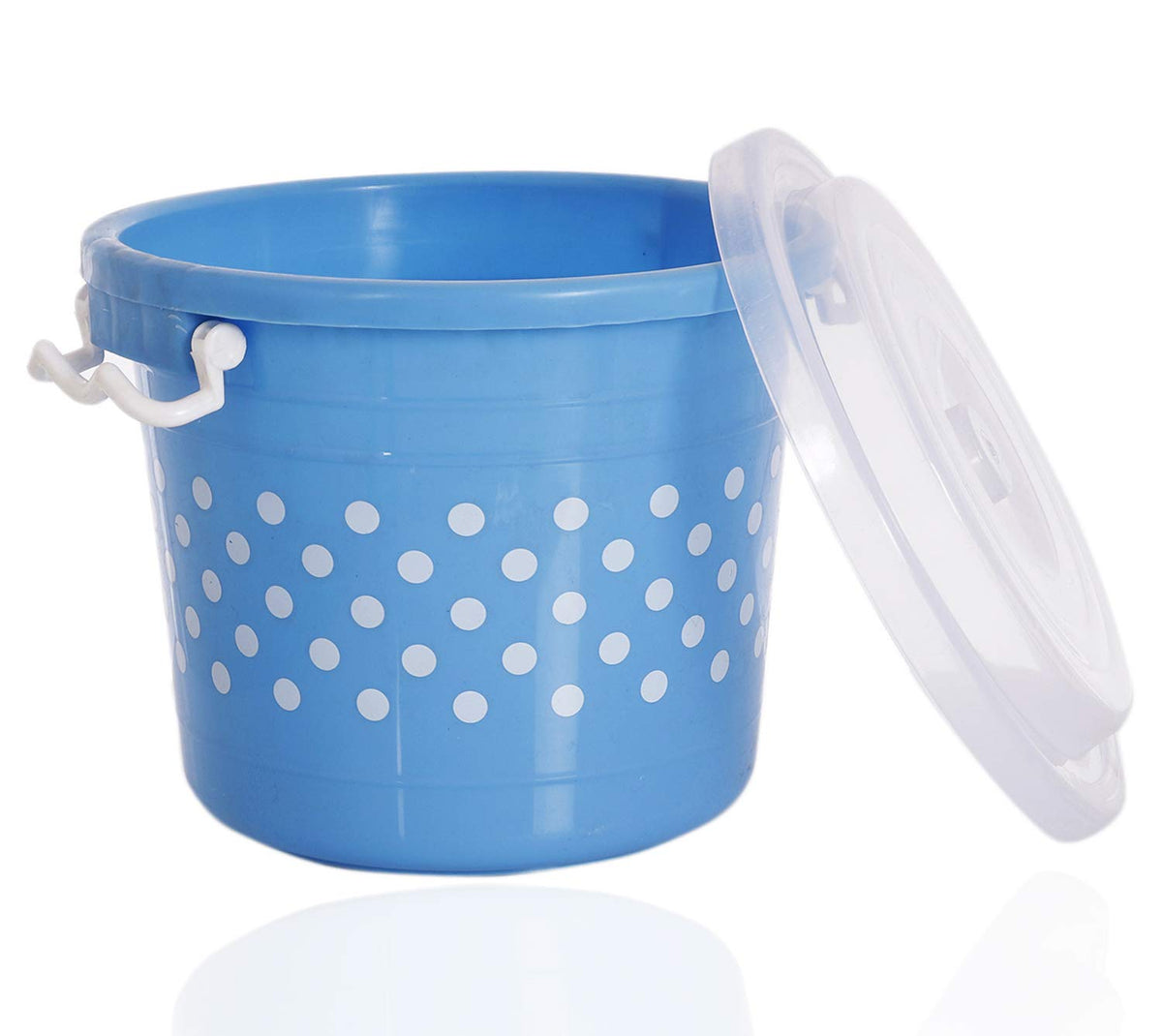 Kuber Industries Dots Design Virgin Plastic Multipurpose Kitchen Storage Container with Side Lock-Handle,11 Ltrs (Blue) - CTKTC034783