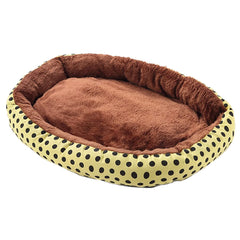 Kuber Industries Dog & Cat Bed|Soft Plush Top Pet Bed|Oxford Cloth Polyester Filling|Medium Washable Dog Bed|Circular Cat Bed with Rise-Edge Pillow|QY039YC-L|Yellow & Coffee