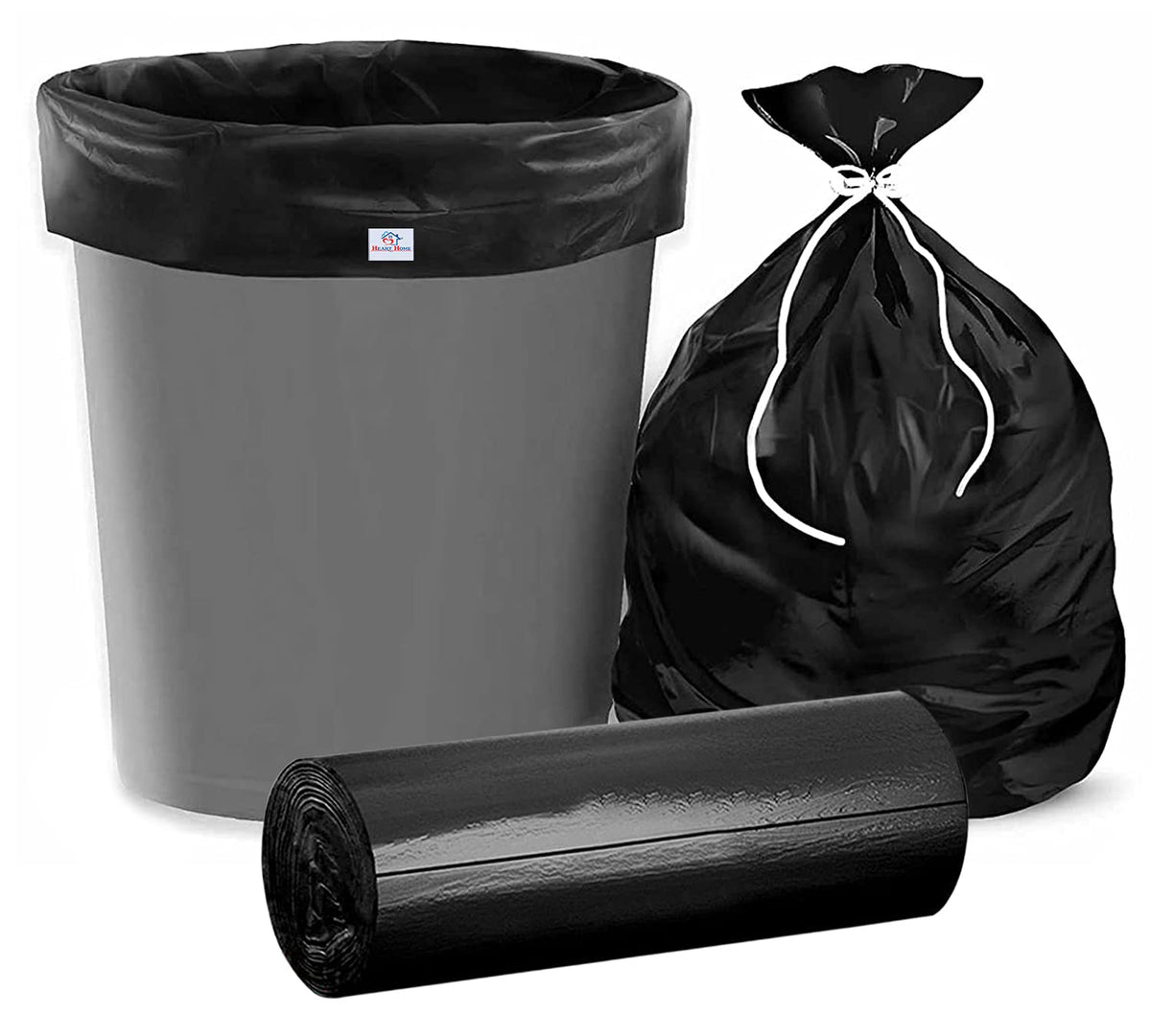 Heart Home Large 15 Garbage Bags/Dustbin Bags, 24x30 Inches (Black)-HS41HEARTHH24041