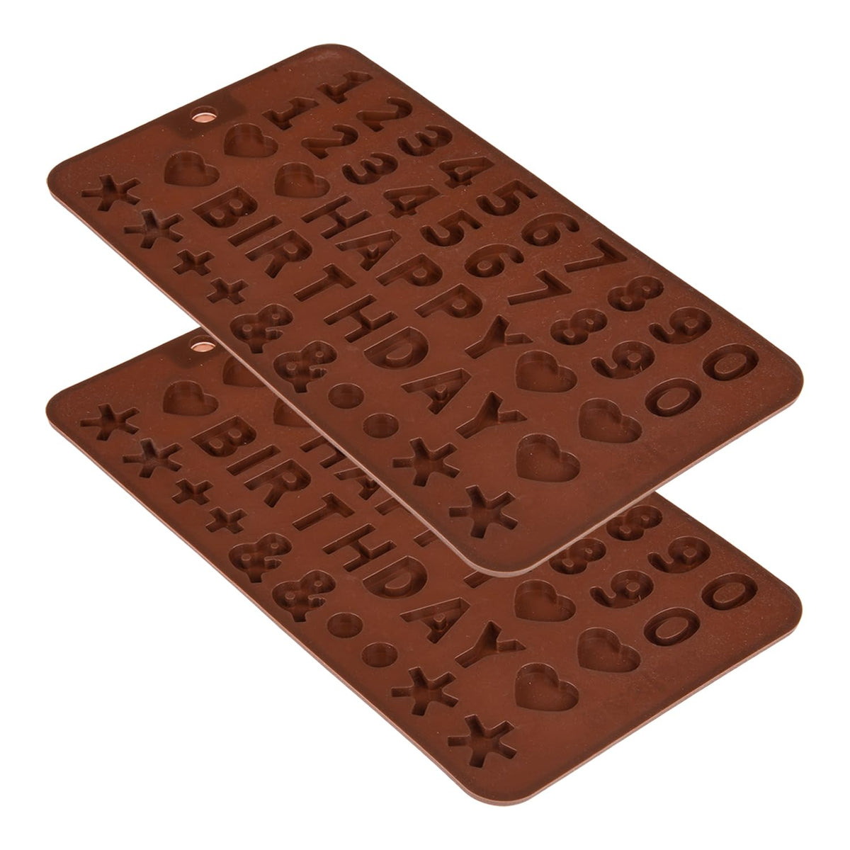 Heart Home Chocolate Mould | Silicone Cookies Mould Cake | Chocolate Cookies Tray | Numerical Chocolate Mould Tray | Non-Stick Cookies Moulds | Candy Mold | Pack of 2 | Brown