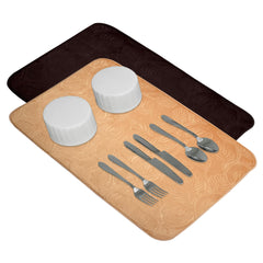 Kuber Industries Dish Dry Mat | Microfiber Self Drying Mat | Kitchen Drying Mat | Water Absorbent Kitchen Mat | Embossed Dish Dry Mat | 38x50 | Pack of 2 | Golden & Brown