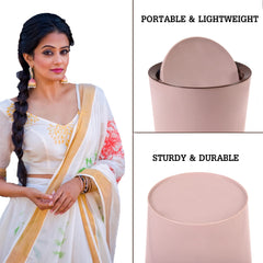 Heart Home Swinging Lid Dustbin|Plastic Garbage Waste Bin|Trash Can for Living Room|Kitchen|Office|6 Litre|Pack of 2 (Peach)