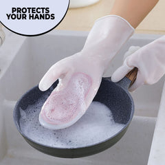 Kuber Industries Multi-Purpose Silicon Gloves for Kitchen Cleaning, Pet Grooming & Gardening|Reusable Gardening Gloves|Heat Resistant for Better Protection|Non-Slippery & Durable |MS-2010|Purple
