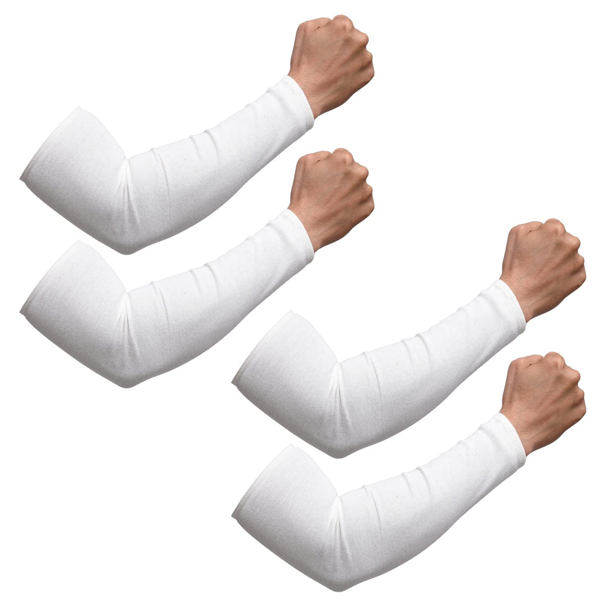 Kuber Industries Full Arm Sleeves | Cotton Summer Arm Sleeves | Protection From Sun Burns | Dust | Arm Sleeves For Women | Arm Sleeves For Men | 2 Pair | Pack of 2 | White