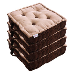 Heart Home Square Chair Pad|Comfortable Seat Cushion|Soft Cotton Pillow Filler for Seating,Meditation,Yoga,Living Room,Pack of 4 (Beige)