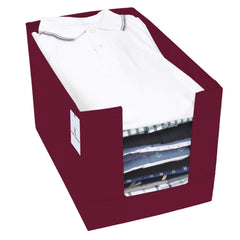 Kuber Industries 3 Piece Non Woven Shirt Stacker Wardrobe Organizer Set, Maroon-CTKTC031842