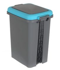 Kuber Industries 6.5 Ltr Plastic Push & Pedale Dustbin For Home, Kitchen, Office And Bathroom Garbage With Lid,Set of 2 (Grey & Blue)