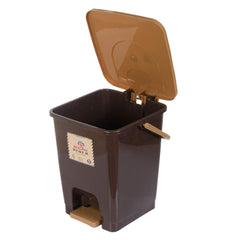 Heart Home Square Premium Plastic Pedal Dustbin with Lid for Home/Kitchen/Office 10 Ltr (Brown)-HHEART16408