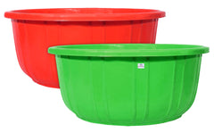 Heart Home Leaf Printed 40 Lt. Multipurpose Unbreakable Plastic Tub |Bath Tub|Washing Tub- Pack of 2 (Green & Red)