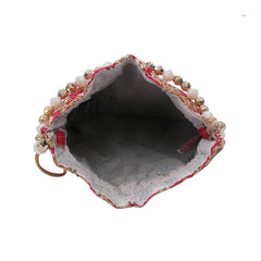 Kuber Industries Silk Embroidered Women Potli Bag (Pink) -CTKTC8812