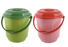 Kuber Industries Unbreakable Virgin Plastic Strong Bathroom Bucket with Lid 18 LTR (Green & Pink)-Pack of 2-KUBMART15263
