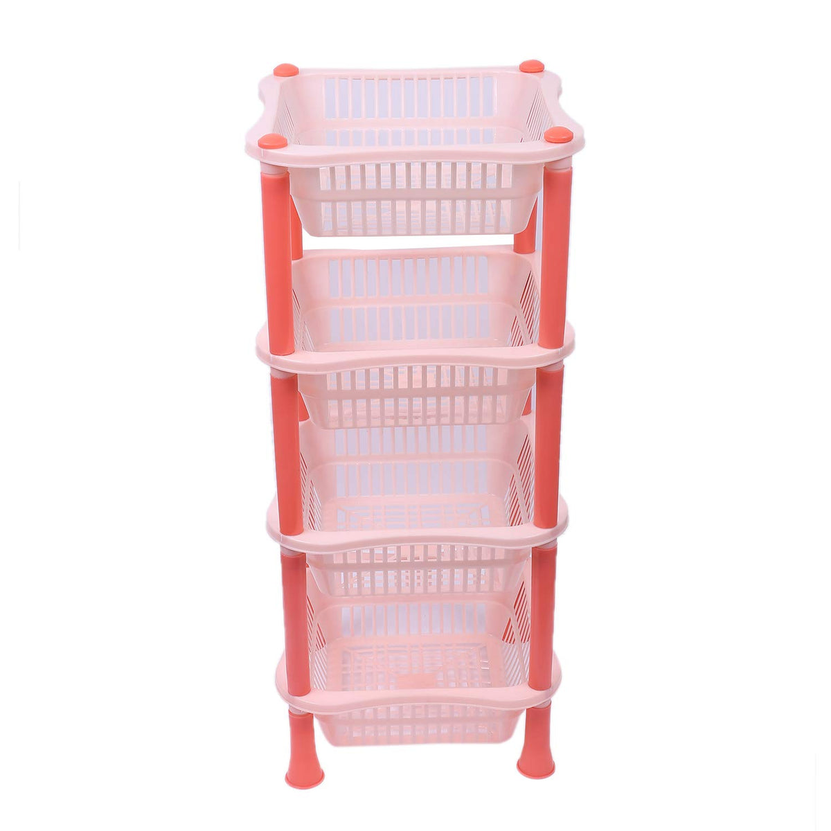 Kuber industries Plastic 4 Layer Multi-Purpose Kitchen Storage Basket Rack (Beige)-CTKTC25258