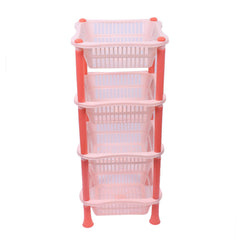Kuber Industries Plastic 2 Pieces 4 Layer Multi-Purpose Kitchen Storage Basket Rack (Beige)-Ctktc25260