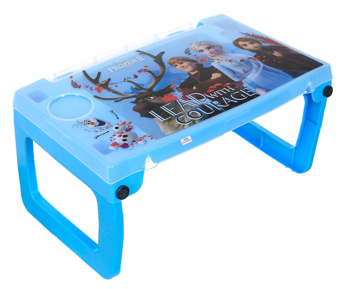Heart Home Multiuses Disney Frozen Print Plastic Study Desk/Laptop Table with Camparment for Home & Office (Blue) 52HH4106