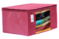 Kuber Industries 12 Piece Non Woven Fabric Saree Cover Set with Transparent Window, Extra Large, Maroon,Pink,Red-CTKTC31959