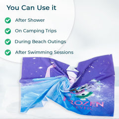 Kuber Industries Disney Frozen Microfiber Soft Kids Bath Towel-Pack of 6 (Sky Blue)