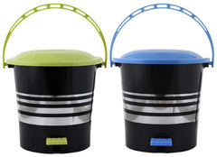 Kuber Industries 2 Pieces Plastic Dustbin Garbage Bin with Handle,5 Liters (Blue & Green) -CTLTC37997