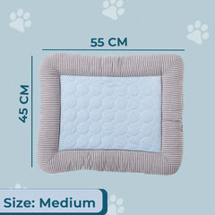 Homestic Rectangular Dog & Cat Bed|Yarn Dyed Oxford Cloth|Nylon and Polyester with Cotton Filling|Self-Cooling Bed for Dog & Cat|Small Light-Weight & Durable Dog Bed|ZQCJ005B-M|Blue