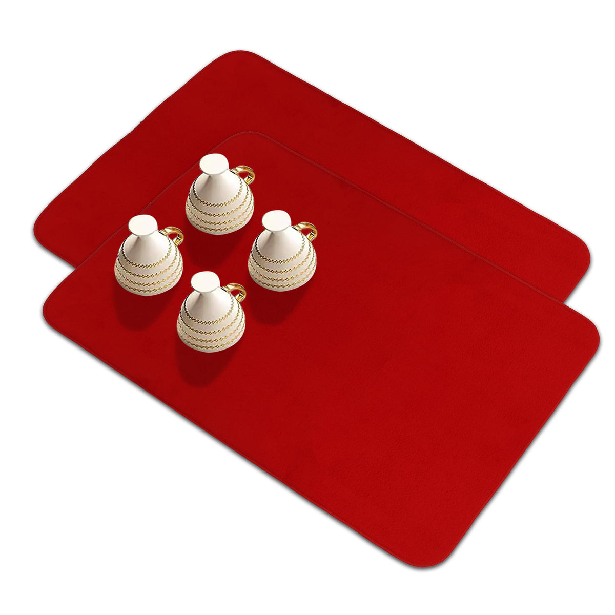 Kuber Industries Dish Dry Mat | Microfiber Drying Mat | Kitchen Drying Mat | Reversible Mat | Kitchen Absorbent Mat | Dish Dry Mat for Kitchen | 38x50 | Pack of 2 | Red