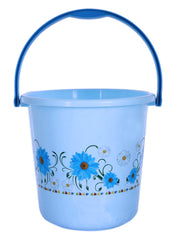 Kuber Industries Floral Design Unbreakable Strong Plastic Bathroom Bucket 18 LTR (Blue) - CTKTC034687