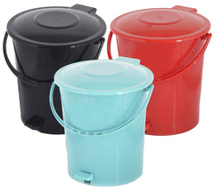 Kuber Industries 3 Pieces Plastic Dustbin Garbage Bin with Handle, 10 Liters (Black, Red & Light Green) - CTKTC034683