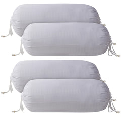 Heart Home Linning Design Cotton Bolster Cover- Set of 4, 16"x32" (White)-44HH0167