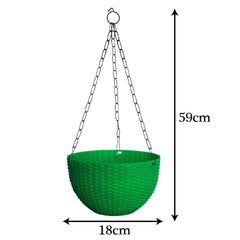 Kuber Industries Plastic Hanging Flower Pot for Balcony & Railing Set of 6 (Green) 53KM3820