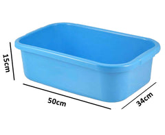 Kuber Industries 2 Pieces Unbreakable Plastic Big Size Multipurpose Desk Organizer,kitchenTray,Storage Basket/Big Tray (Blue)-KUBERMART1578