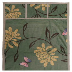 Kuber Industries Floral Print PVC Fridge Top Cover with 6 Utility Side Pockets (Green)