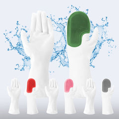 Kuber Industries Multi-Purpose Silicon Gloves For Kitchen Cleaning, Pet Grooming & Gardening|Reusable Gardening Gloves|Heat Resistant For Better Protection|Green,Pack of3