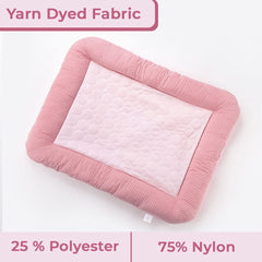 Homestic Rectangular Dog & Cat Bed|Yarn Dyed Oxford Cloth|Nylon and Polyester with Cotton Filling|Self-Cooling Bed for Dog & Cat|Small Light-Weight & Durable Dog Bed|ZQCJ005P-L|Pink