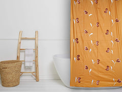 Kuber Industries Flower Design Waterproof PVC Shower Curtain with 8 Hooks 54 inch x 84 inch (Gold) CTKTC33740
