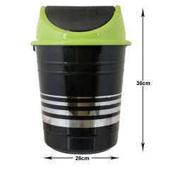 Heart Home Plastic Dustbin, Trashbin, Wastebin For Kitchen, Bathroom, Office Use With Swing Lid, 10 Liter- Pack of 2 (Black & Green)-47HH0882