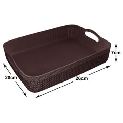 Heart Home Q-3 Multiuses Designer Unbreakable Plastic Storage Basket/Organizer/Bin For Home, Kitchen, Bathroom, Office Use Pack of 4 (Brown)-50HH01487