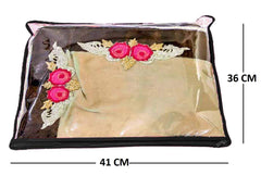 Fun Homes Non Woven 12 Pieces Single Packing Saree Cover Set (Black) (Fun0142)