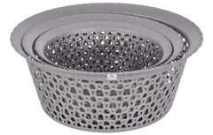 Heart Home Storage Basket|Plastic Round Versatile Basket|Organizer for Kitchen|Countertop|Cabinet|Bathroom|Set of 3 (Grey)