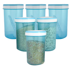 Kuber Industries Containers Set for Kitchen|BPA-Free Plastic 500 ML Storage Containers Set with Spoon for Kitchen|Pack of 6 (Sky Blue)