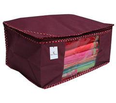 Kuber Industries 9 Pieces Non Woven Saree Cover Set, Maroon (90 GSM Fabric)